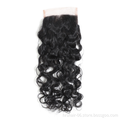 brazilian hair bundles with closure water wave 9A nice quality virgin human hair weave with lace closure 8"-28" no shedding